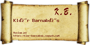 Klár Barnabás névjegykártya