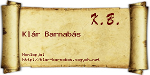 Klár Barnabás névjegykártya